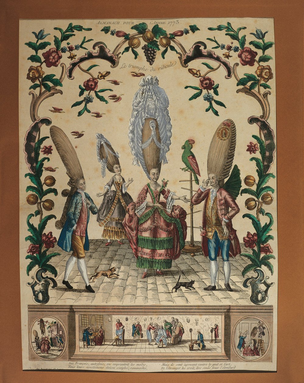 França, O Triunfo do Ridicule de um Almanaque de Basset, gravura de Paul André Basset