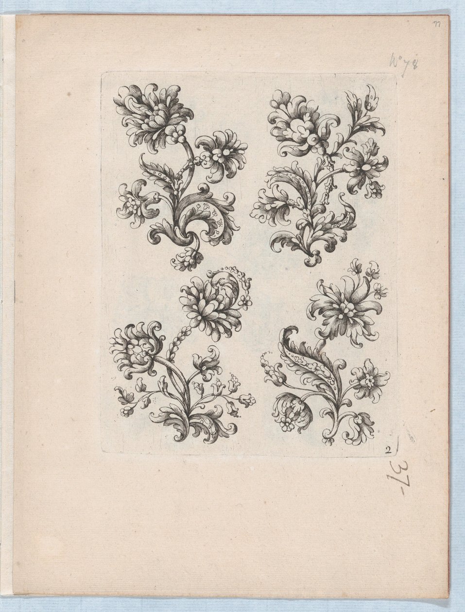 Série de Pequenos Motivos de Flores, Placa 2, ca. 1670-85., c. 1670-85. de Paul Androuet Du Cerceau