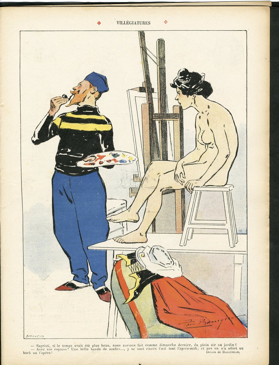 Ilustração de Paul Balluriau (1860-1917) em Le Rire, 03/08/07 - Villegiatures - Arte - Pintores artistas, Modelo (quem posa) de Paul Balluriau