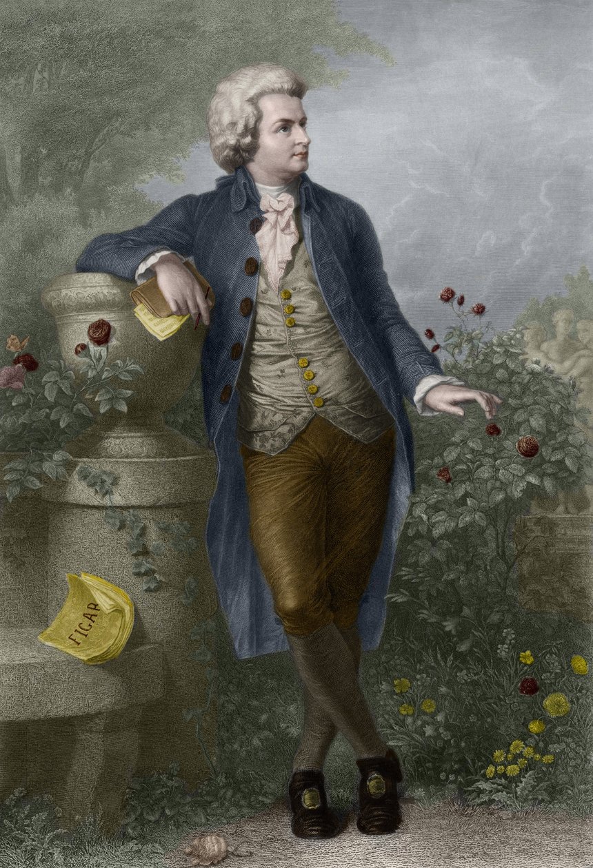 Retrato de Wolfgang Amadeus Mozart (1756-1791) em Salzburgo. Gravura de Paul Barfus (1823-1895). de Paul Barfus
