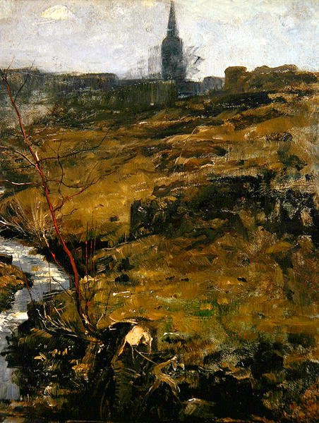 A Thuringian Landscape (óleo sobre papel sobre cartão duro) de Paul Baum