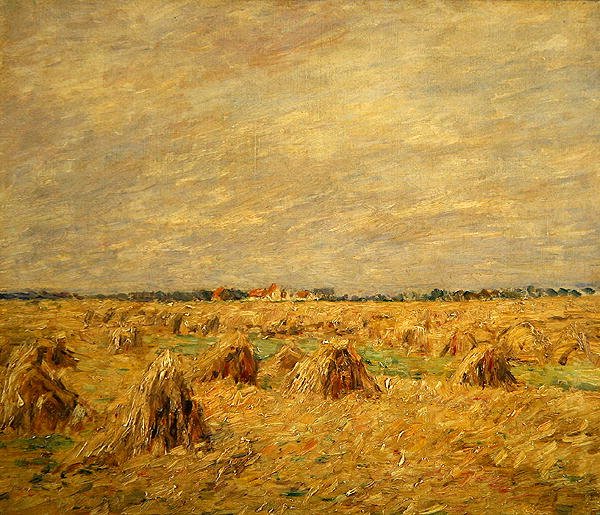 Campos Colhidos em Paisagem Plana (óleo sobre tela) de Paul Baum