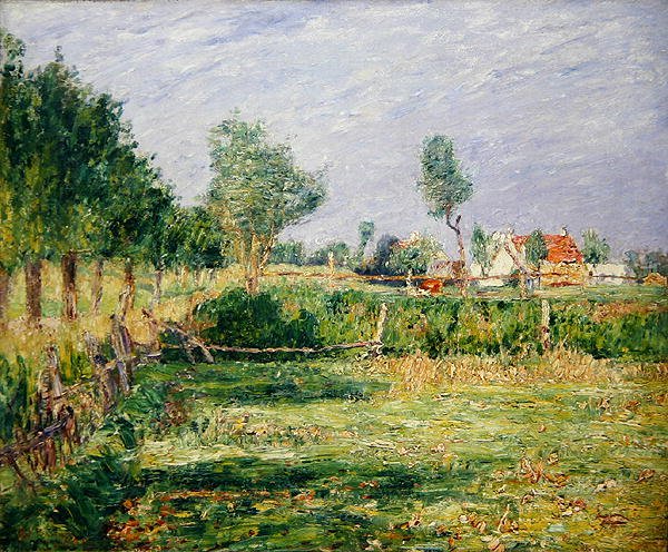 Holanda, Paisagem com Casas de Campo atrás de Jardins (óleo sobre tela) de Paul Baum