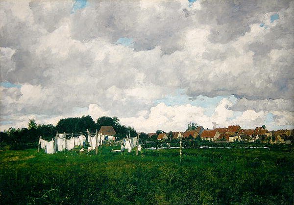 Mecklenburg, Paisagem com a Pequena Cidade de Schwann no Warnow de Paul Baum