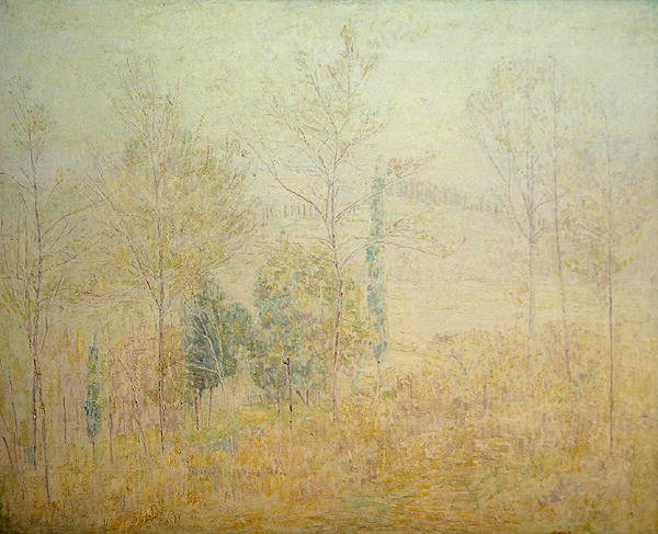 Paisagem toscana no início da Primavera com choupos verdes (óleo sobre tela) de Paul Baum