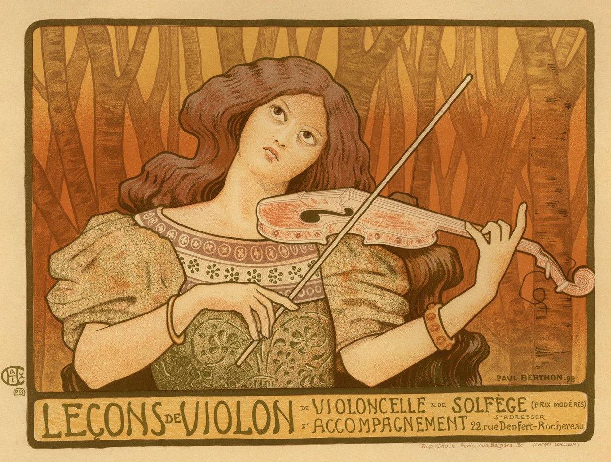 Lições do violino, 1898 de Paul Berthon