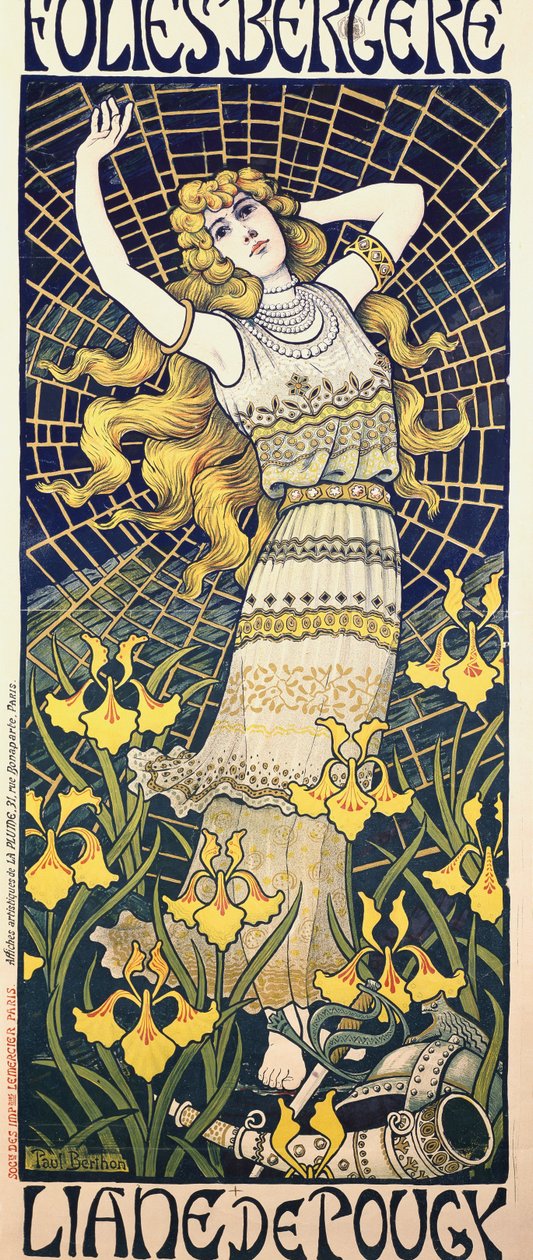 Cartaz para show da bailarina Liane de Pougy (1869-1950) no Folies Bergere, Paris de Paul Berthon