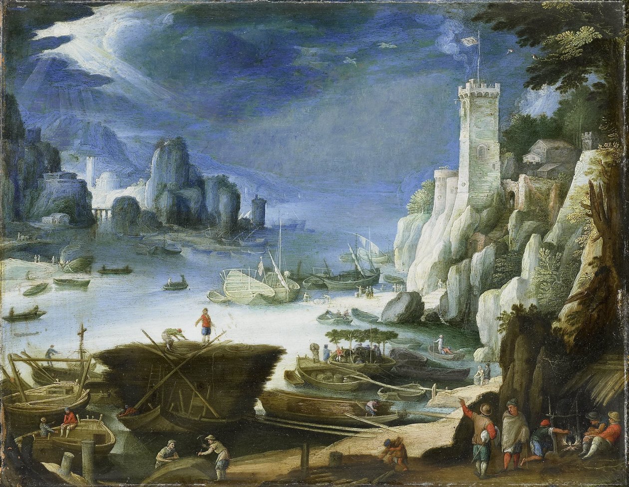 Vista do rio com Grande Rocha de Paul Bril (copy after)