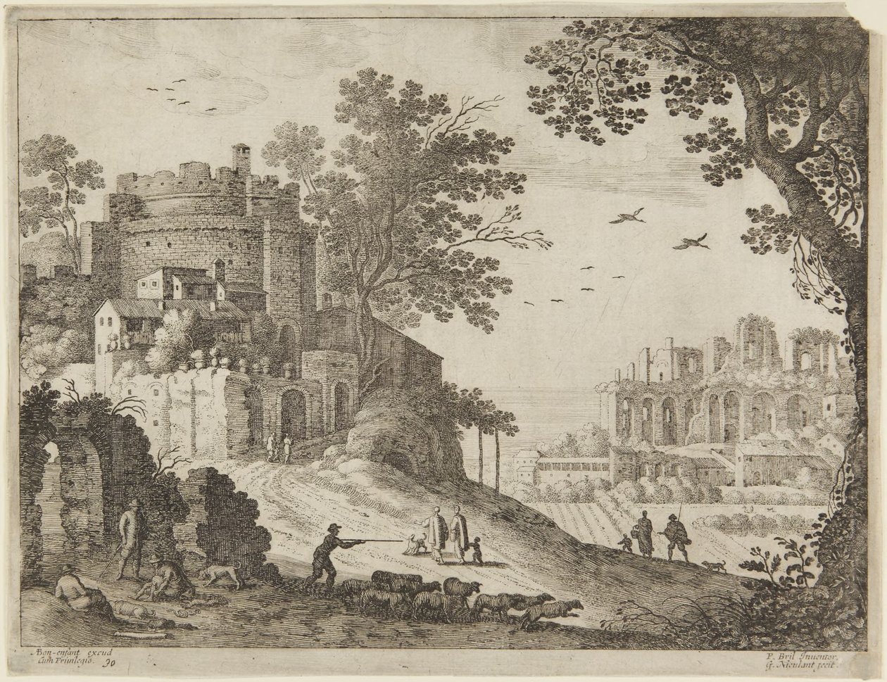 Castelo e pastores de Paul Bril