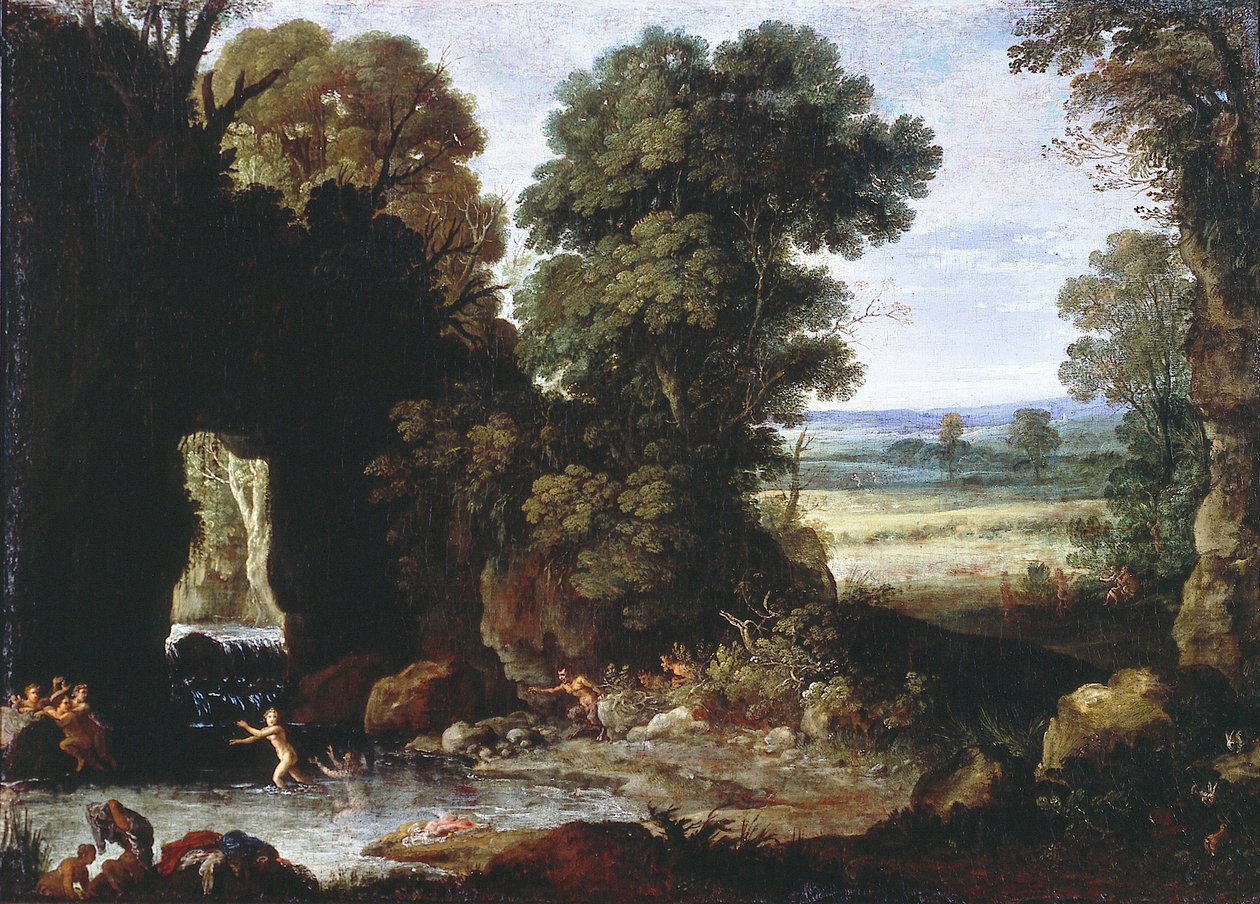 Paisagem florestal com ninfas e sátiros de Paul Bril