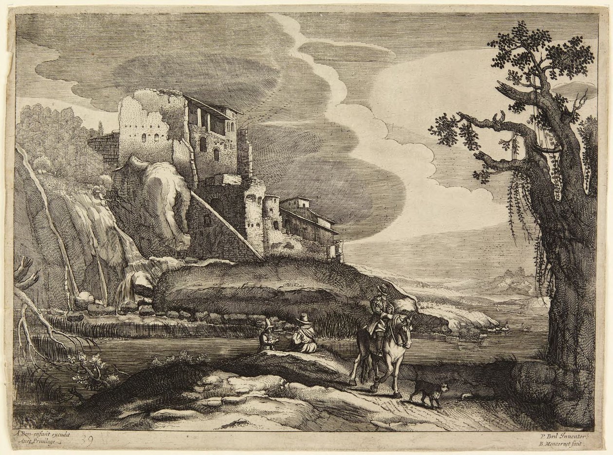 Ruínas e cavaleiro de Paul Bril