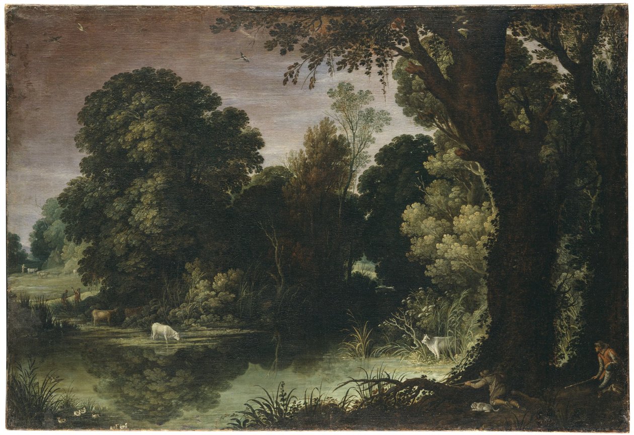Paisagem arborizada com caça a patos de Paul Bril