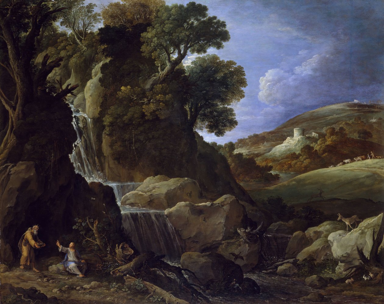 Cristo tentado no deserto, 1626. de Paul Brill