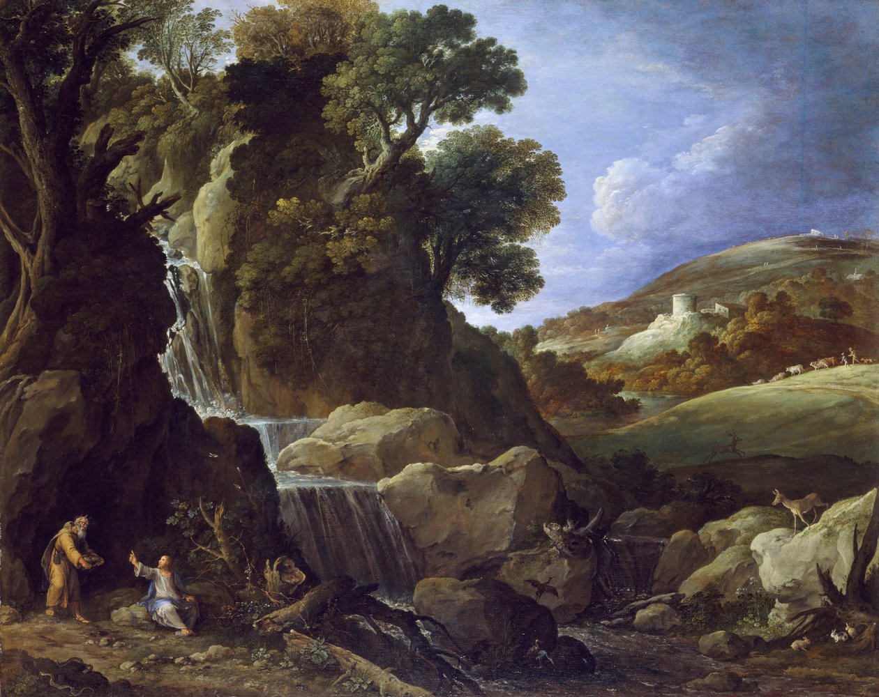 Cristo tentado no deserto, 1626 de Paul Bril