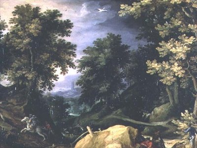 Paisagem com uma Caça ao Coelho de Paul Brill or Bril