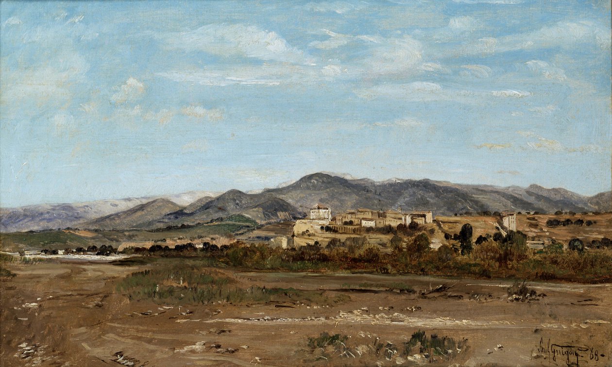Aldeia de Lauris, em Vaucluse, às margens do rio Durance, 1868 de Paul Camille Guigou