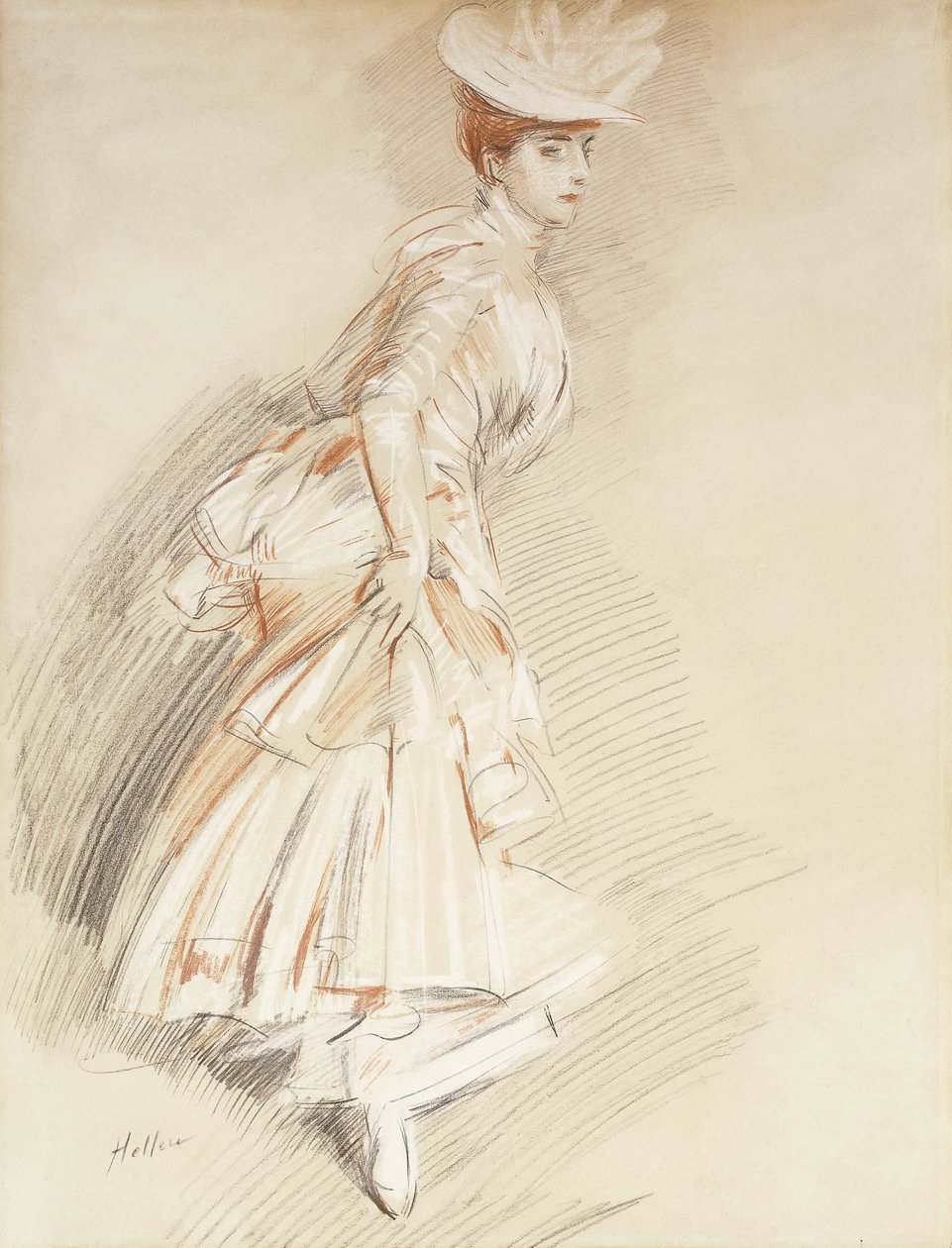 Uma Dama Elegante, De pé, de Paul Cesar Helleu