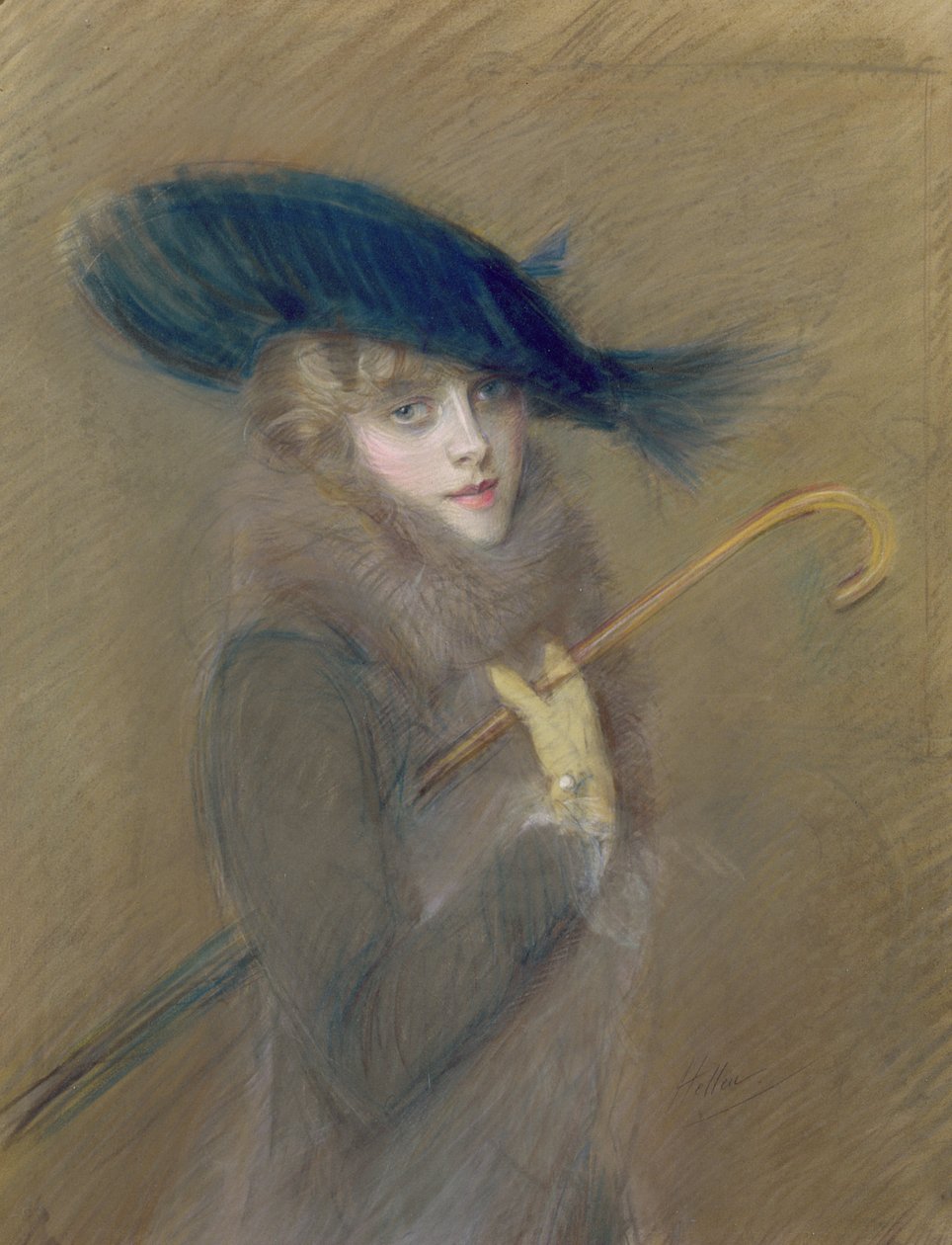 Senhora elegante (pastel no papel) de Paul Cesar Helleu