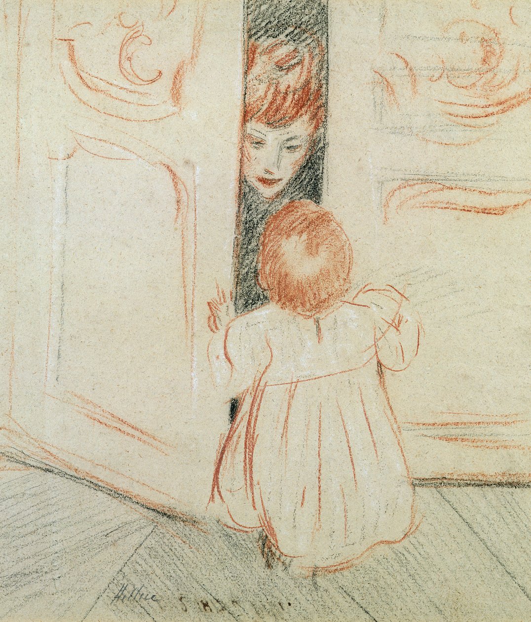 Esconde-esconde (lápis colorido sobre papel) de Paul Cesar Helleu