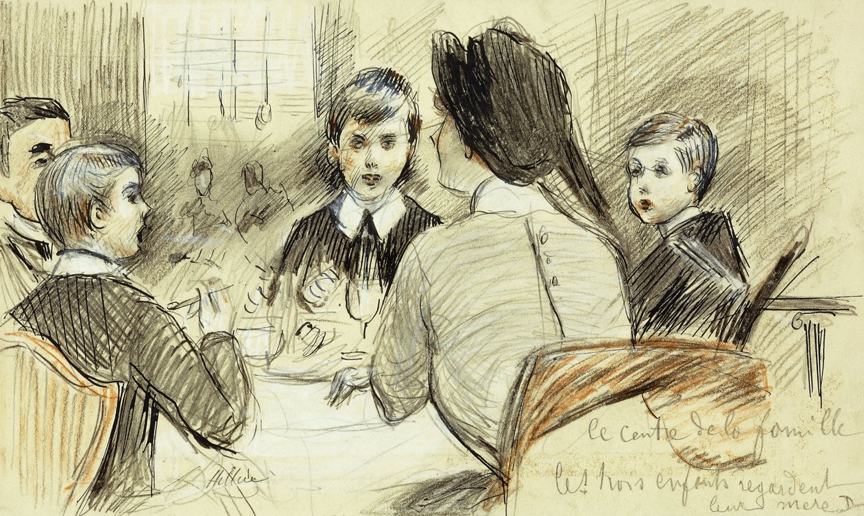 The Family Center: um jantar em família no Ritz, Nova York, 1920 de Paul Cesar Helleu