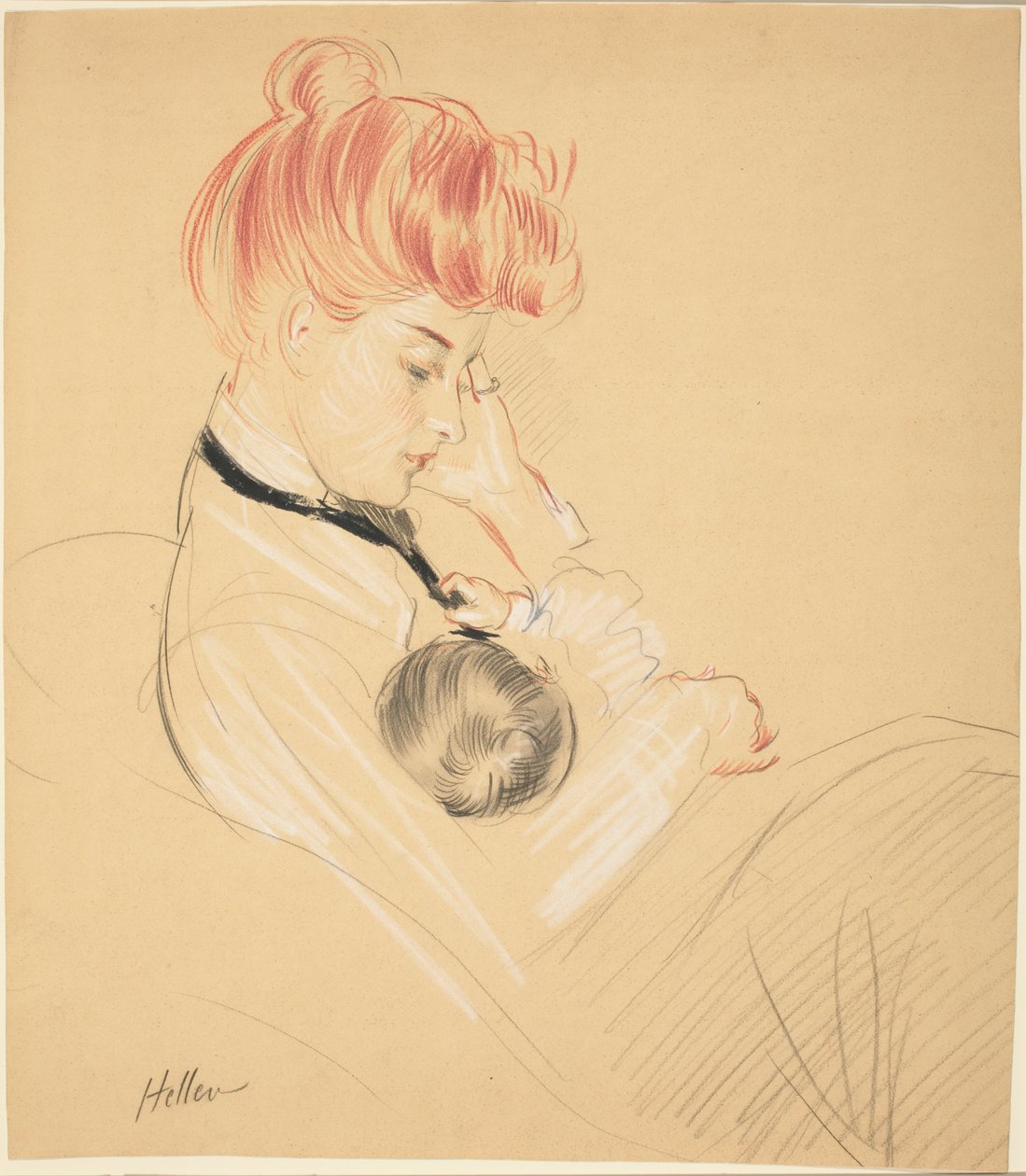 Madame Helleu Embalando Paulette em Seus Braços de Paul Cesar Helleu