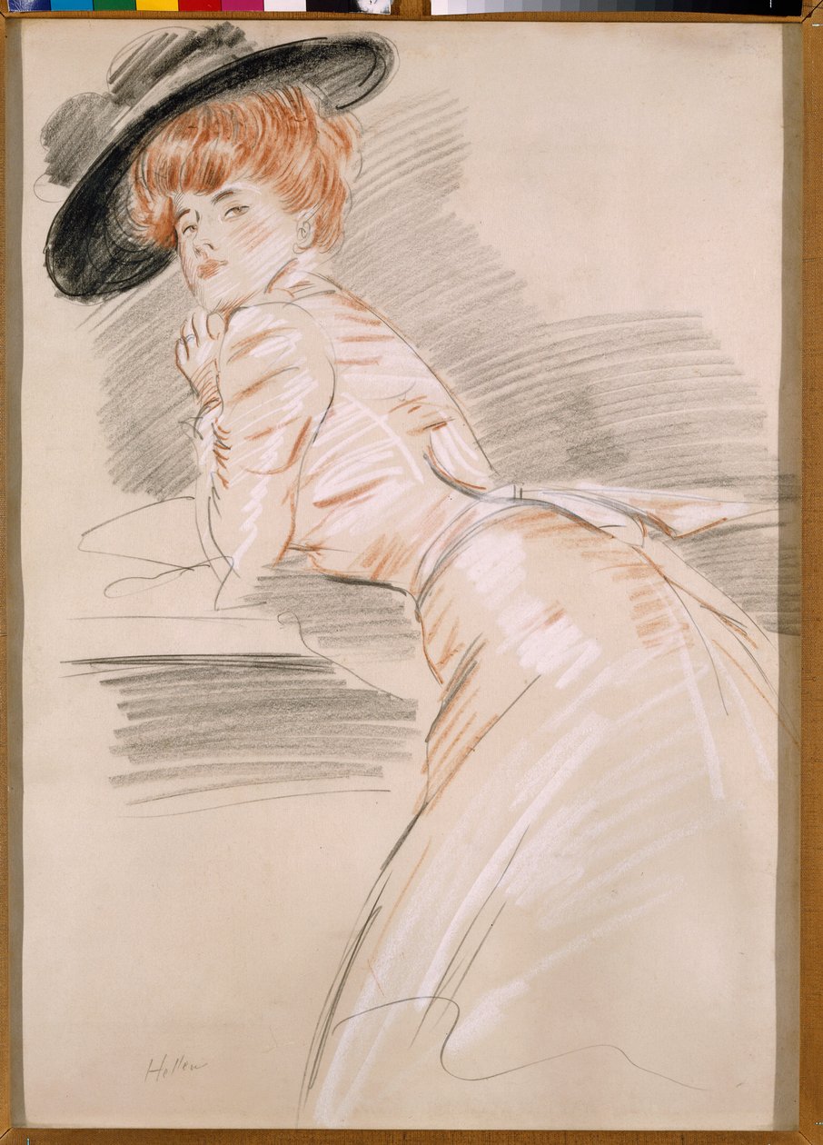 Madame Helleu em um chapéu de Paul Cesar Helleu