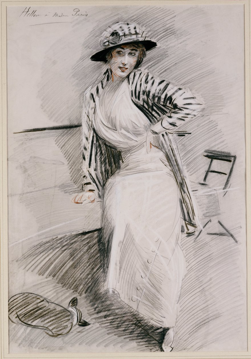 Madame Paris sentada em um banco de Paul Cesar Helleu