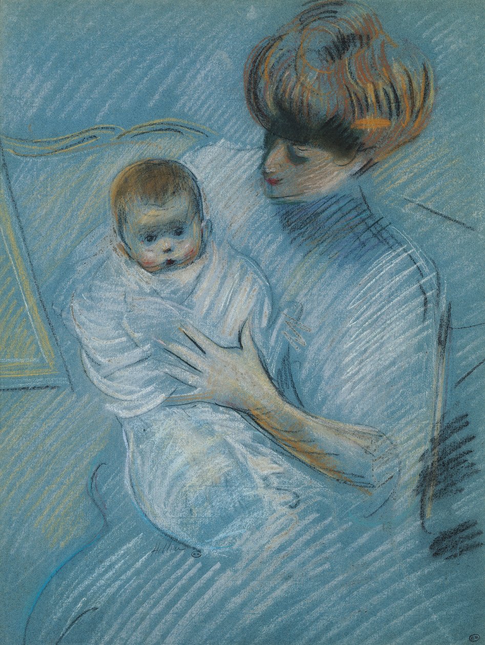 Maternidade (pastel sobre papel) de Paul Cesar Helleu