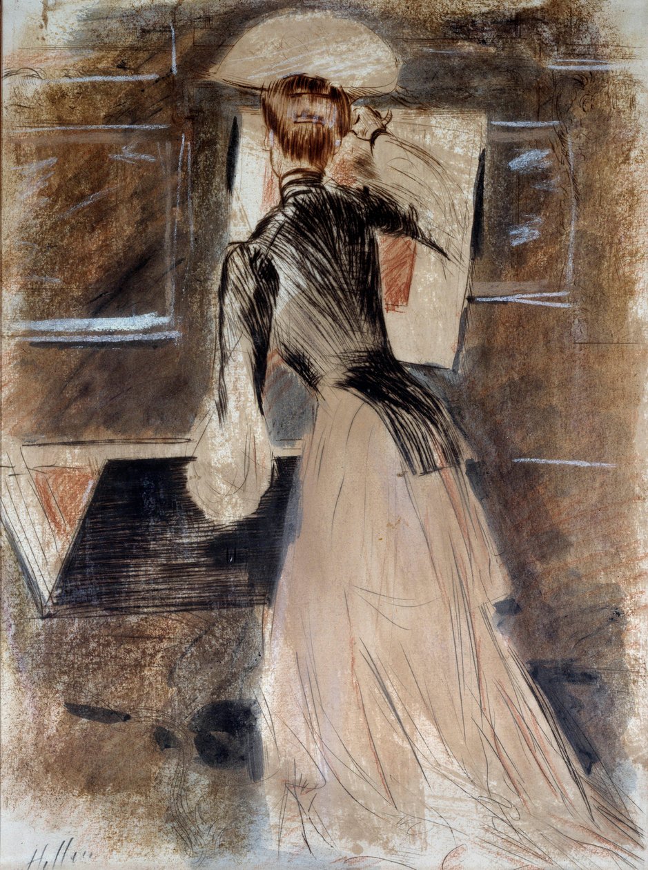 Portrait en pied de Madeleine Carlier. Paul Helleu (1859-1927), século XX. Bayonne, Musee Bonnat de Paul Cesar Helleu