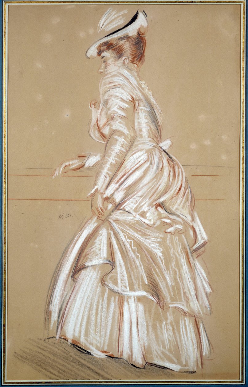 Retrato de uma mulher de branco. Desenho de Paul Helleu (1859 - 1927), século XX. Bayonne, Musee Bonnat de Paul Cesar Helleu