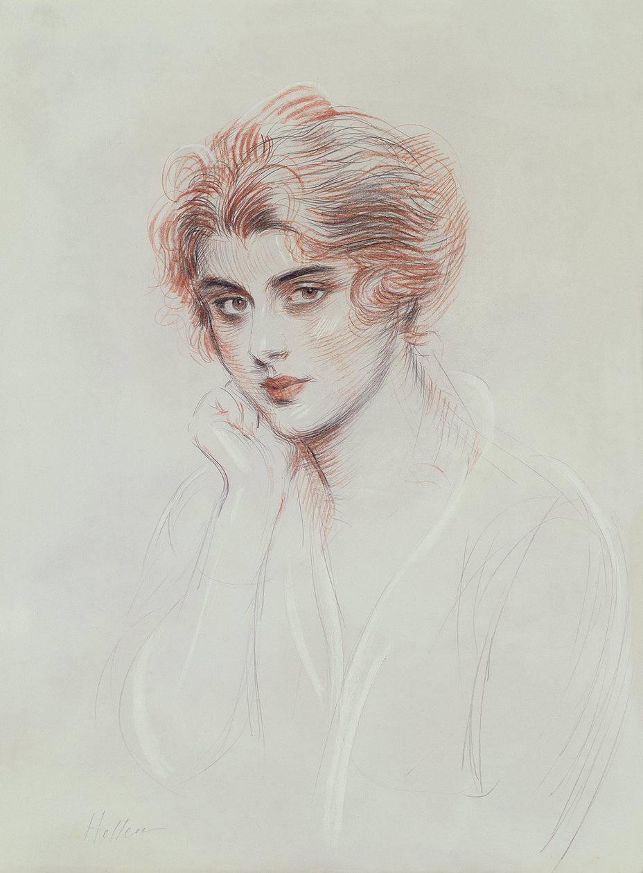 A Filha do Artista (lápis colorido sobre papel) de Paul Cesar Helleu