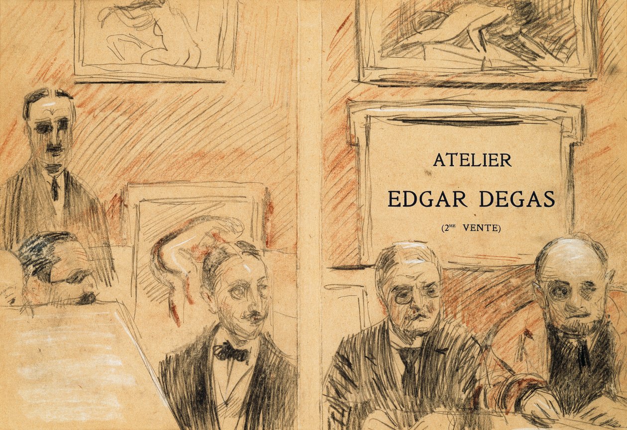 Os Leiloeiros na venda do estúdio Edgar Degas em dezembro de 1918 de Paul Cesar Helleu