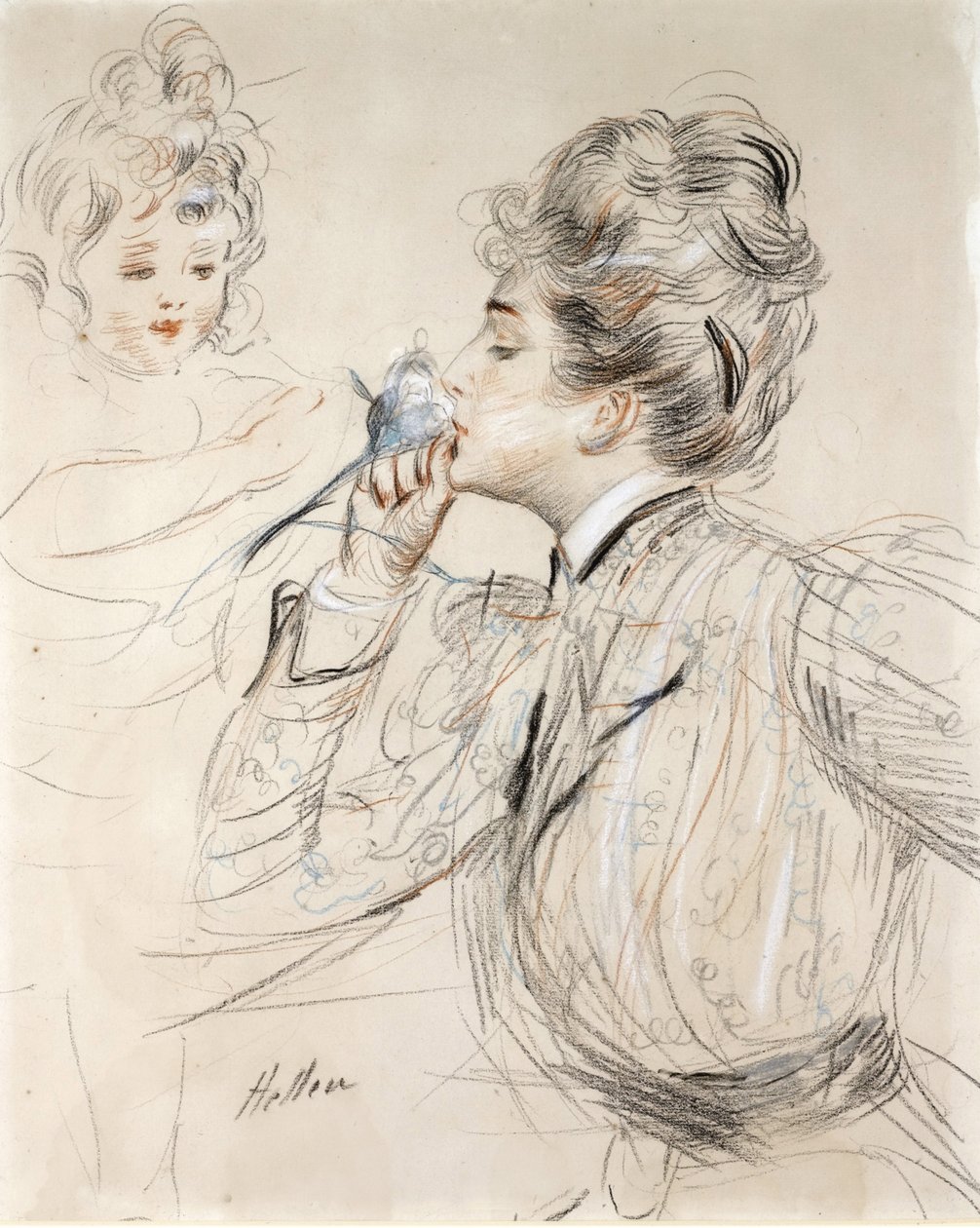 O Perfume (Carvão vegetal, pastel e sangüíneo sobre cartão de Paul Cesar Helleu