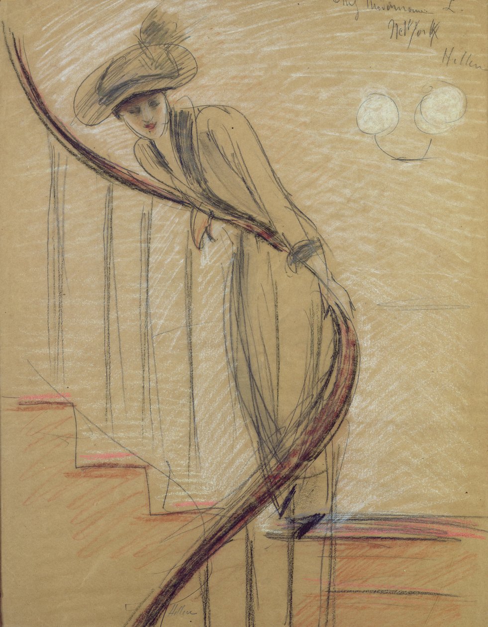 A Escada (crayon on paper) de Paul Cesar Helleu