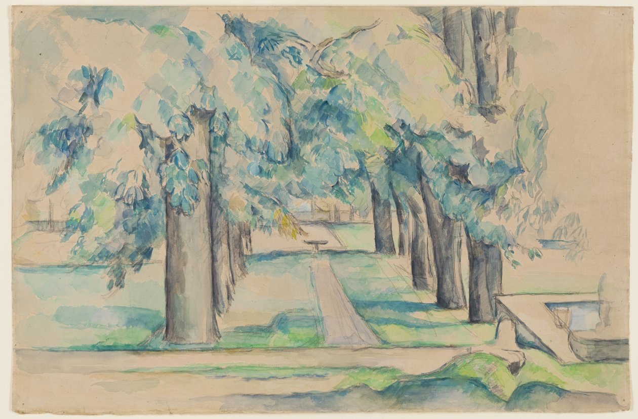 Avenida dos castanheiros no Jas de Bouffan, c.1878-90 (aguarela) de Paul Cézanne