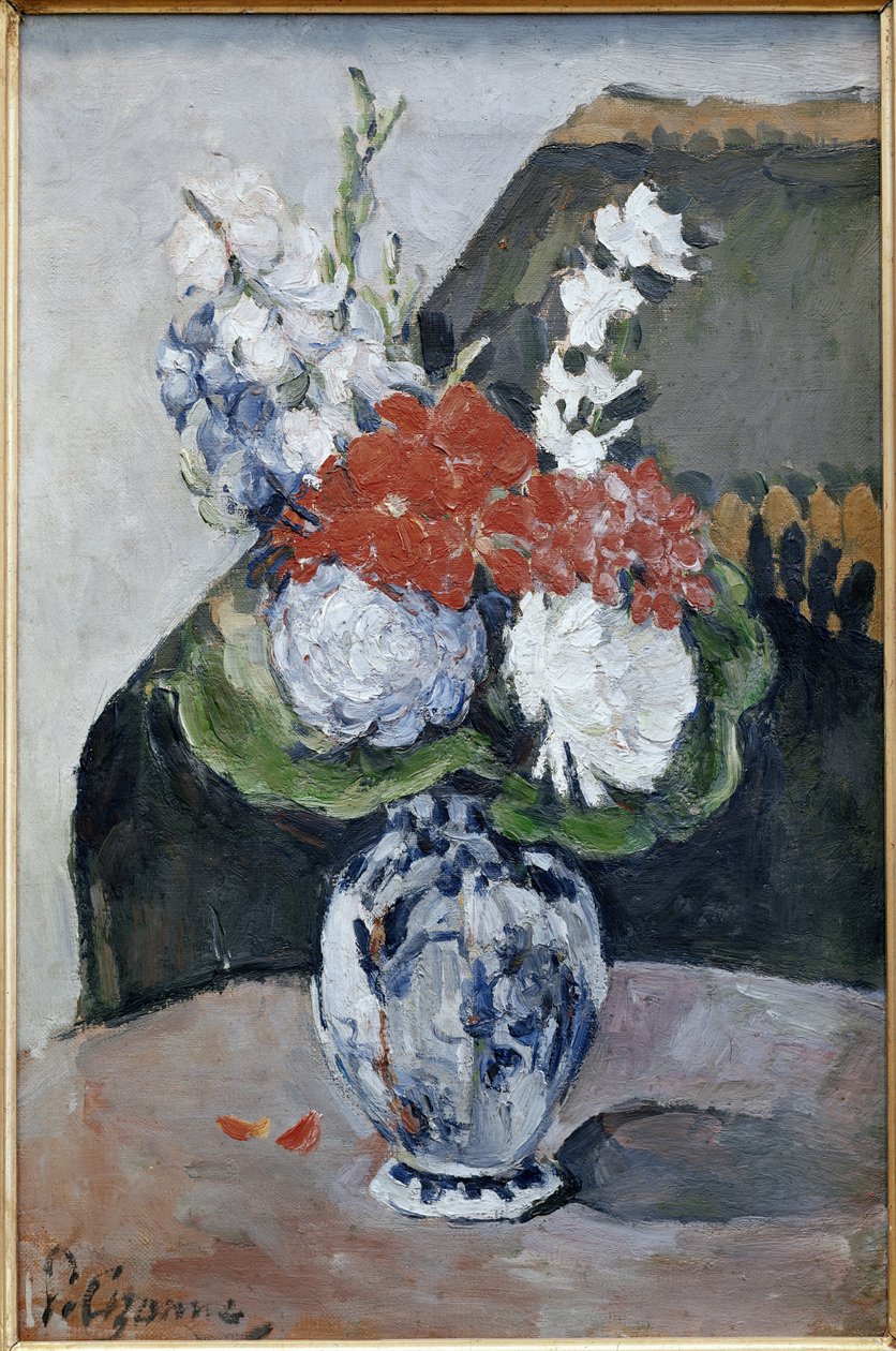 Bouquet num vaso de Delft (óleo sobre tela de Paul Cézanne