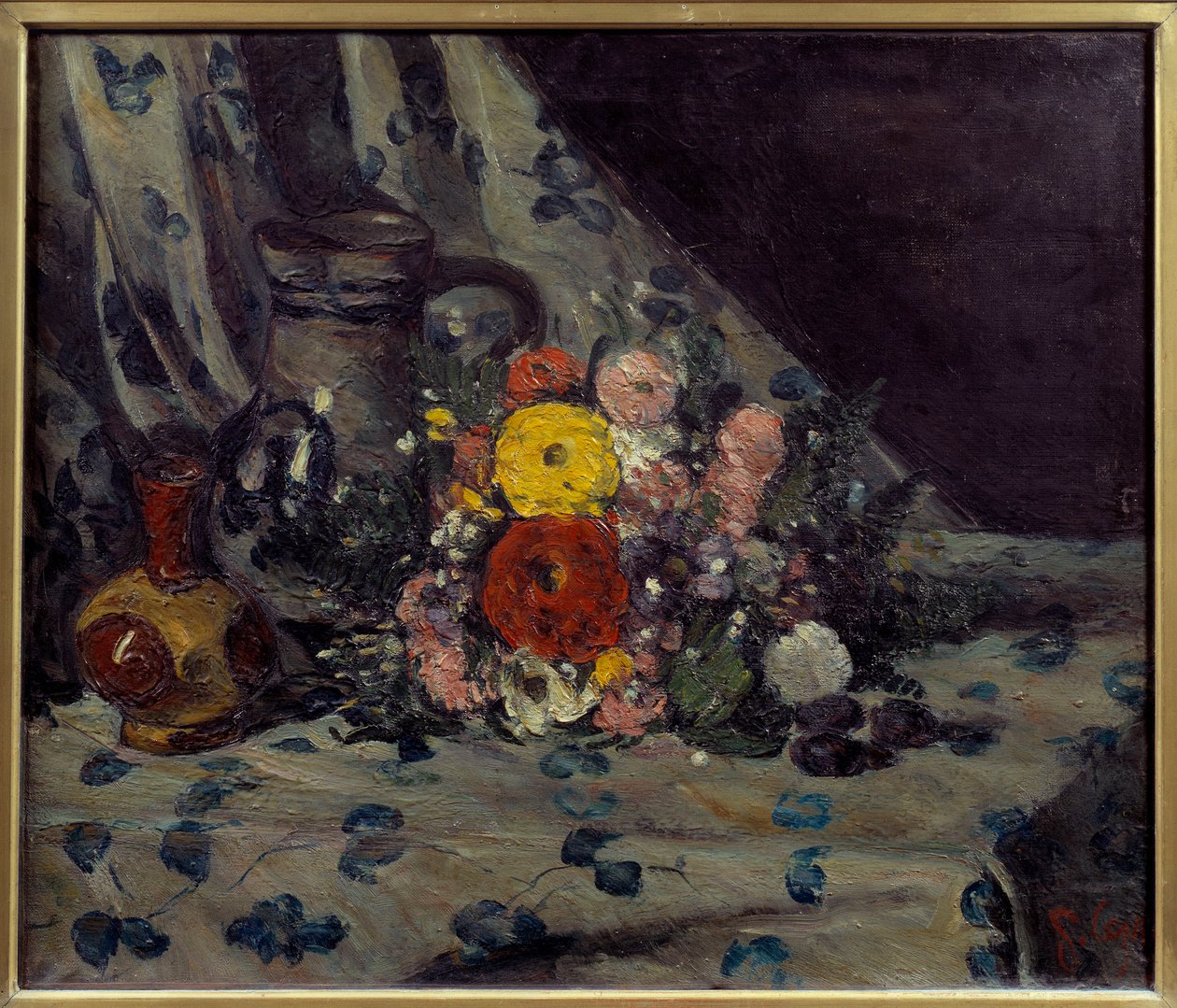 Bouquet com dalhia pintado de amarelo por Paul Cezanne (1839-1906) 1873 Sol. 0,54x0,64 m Paris, musee d