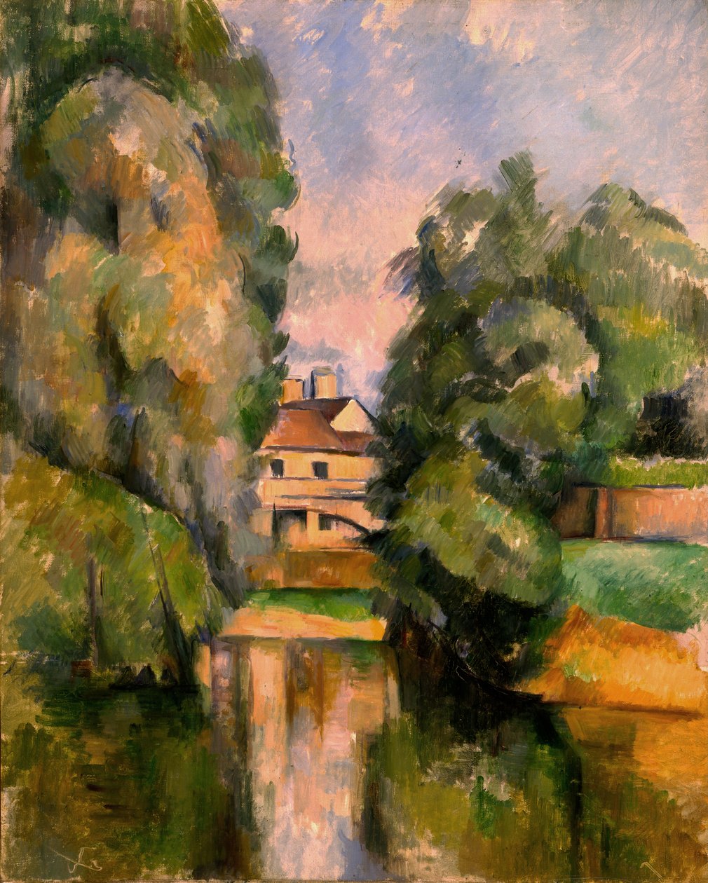 Casa de campo por um rio de Paul Cézanne