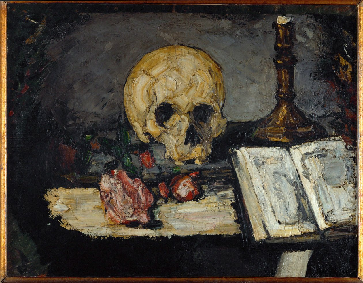 Grua e castiçal (óleo sobre tela) de Paul Cezanne