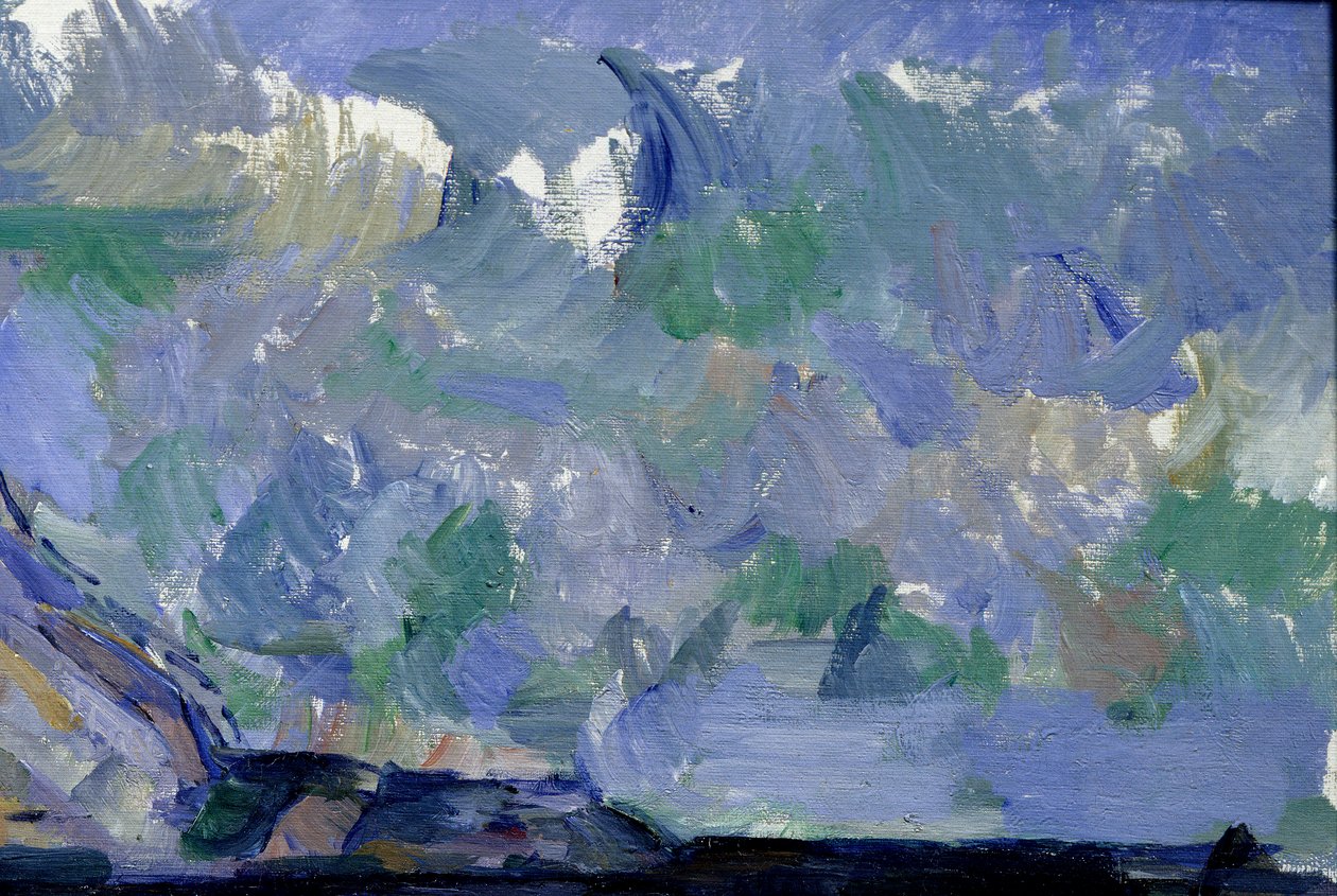 Detalhe do céu em "La montagne Sainte Victoire". Pintura de Paul Cezanne (1839-1906) de Paul Cézanne
