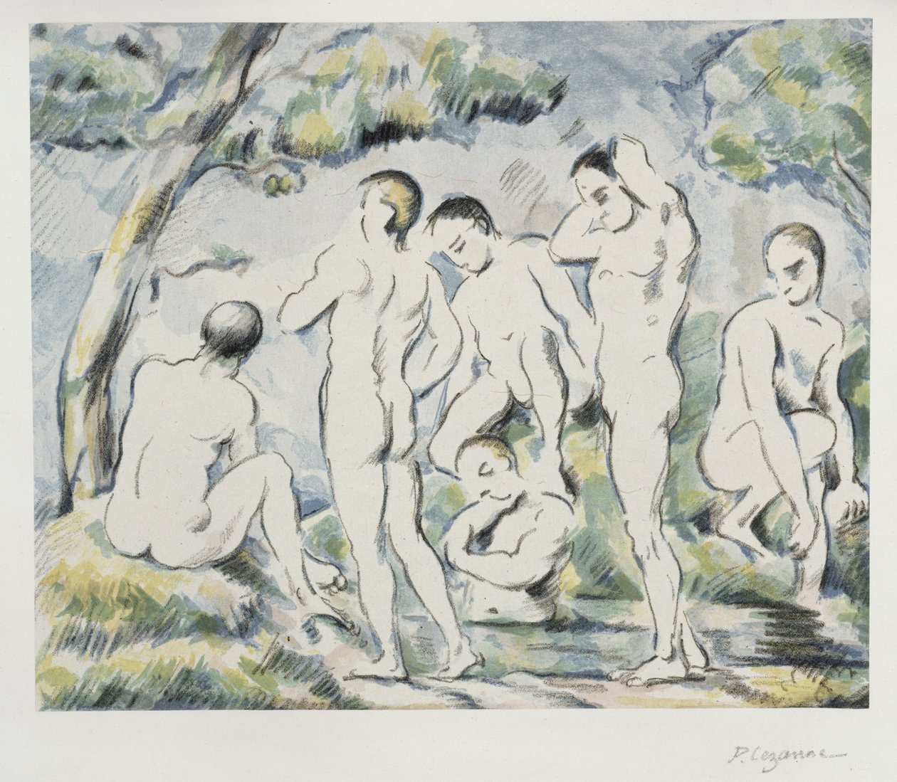 As banhistas (folha pequena) de Paul Cézanne