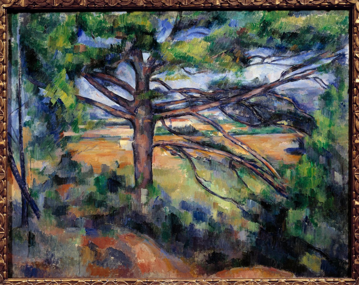 Grande Pinheiro perto de Aix Pintura de Paul Cezanne (1839-1906) 1890 Sol. 0,73x0,92 m São Petersburgo, Museu Hermitage - Um grande pinheiro perto de Aix - Pintura por Paul Cezanne (1839-1906), óleo sobre tela (73 x 92 cm) de Paul Cézanne