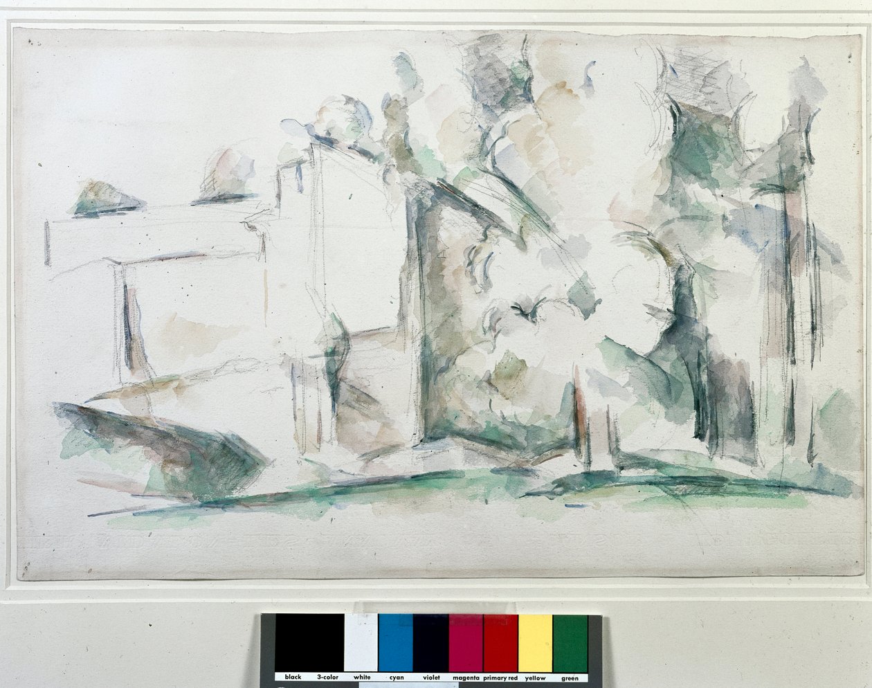 A casa através das árvores. Pintura de Paul Cezanne (1839-1906) de Paul Cézanne