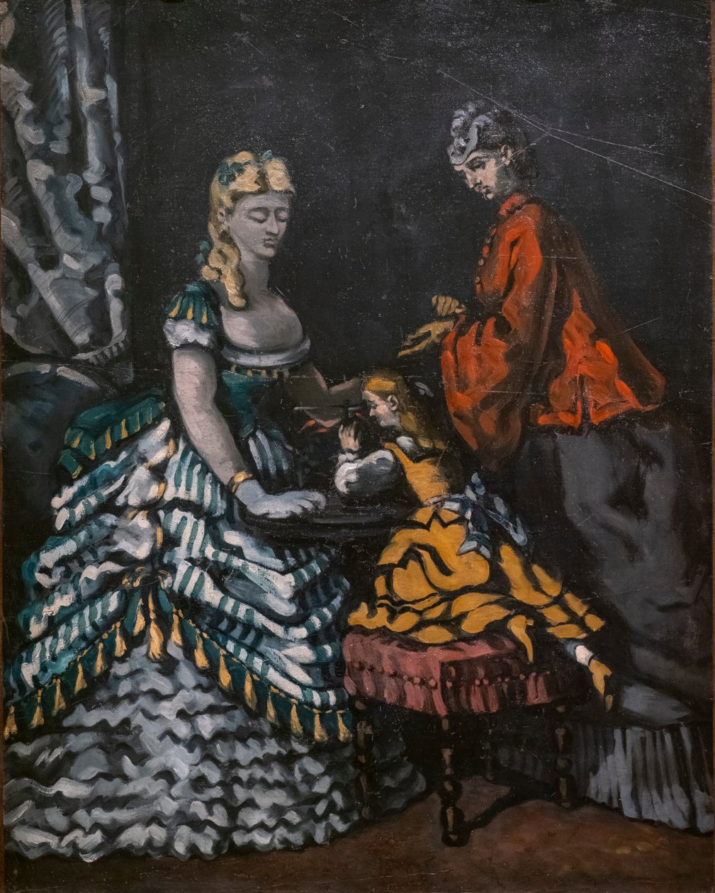 Interior com duas mulheres e uma criança de Paul Cézanne