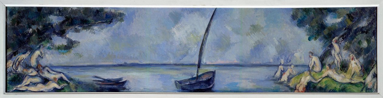 O barco e as debulhadoras Pintura por Paul Cezanne (1839-1906) 1890 Sol. 0,3x1,25 m Paris, Musee de l