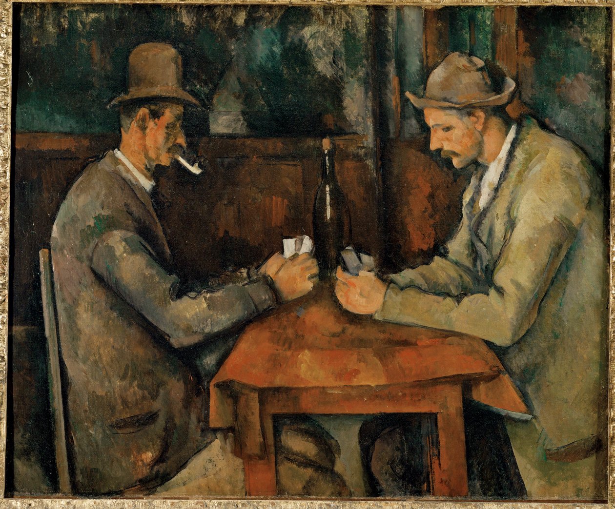 Os jogadores de cartas ... (óleo sobre tela) de Paul Cézanne