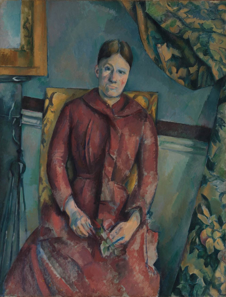 Madame Cézanne em um vestido vermelho de Paul Cézanne