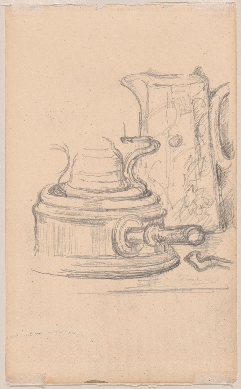 Jarro de leite e fogão de espírito de Paul Cézanne