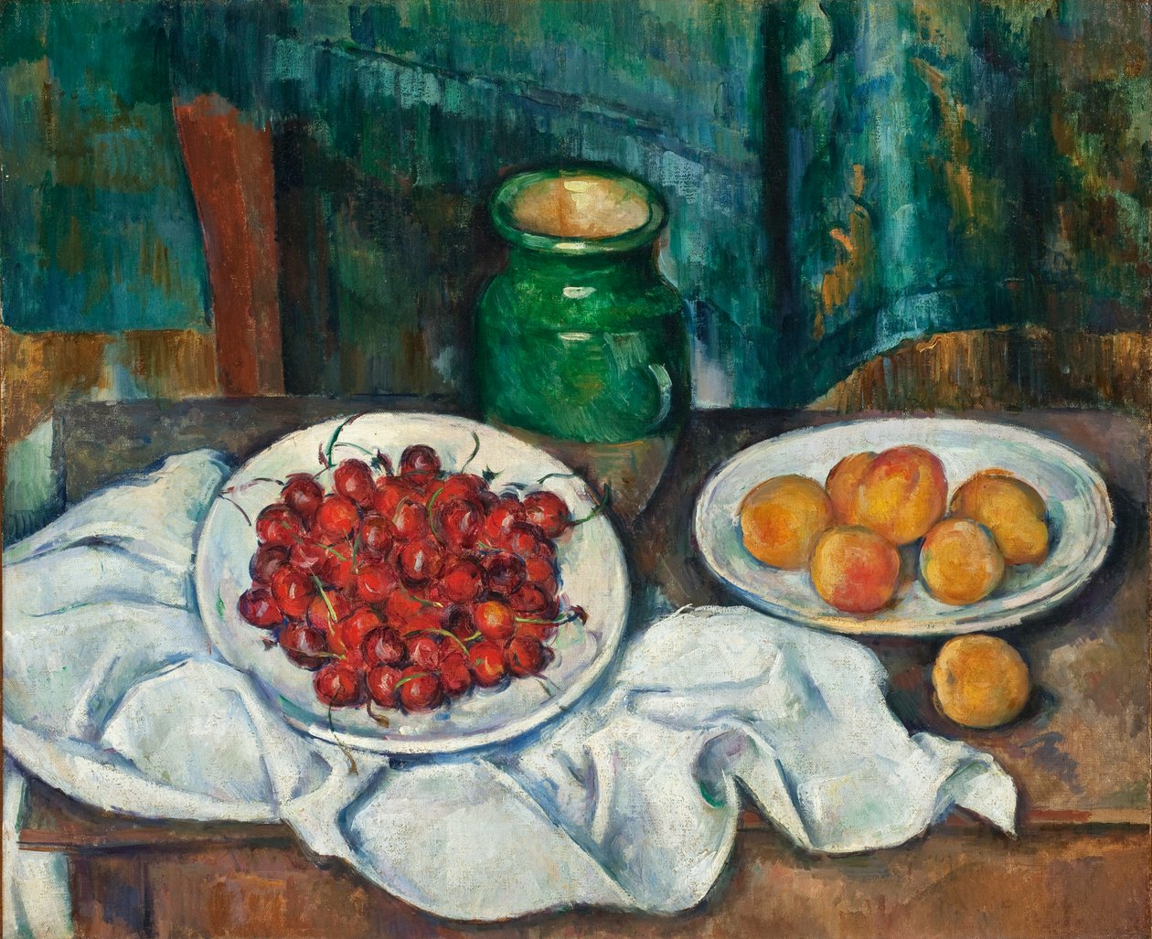 "Nature morte aux cerises et aux peches" (Natureza morta aux cerises et aux peches) Peinture de Paul Cezanne (1839-1906) - 1885-1887 - Óleo sobre tela Dim 50,2x61 cm Los Angeles County Museum of Art de Paul Cézanne