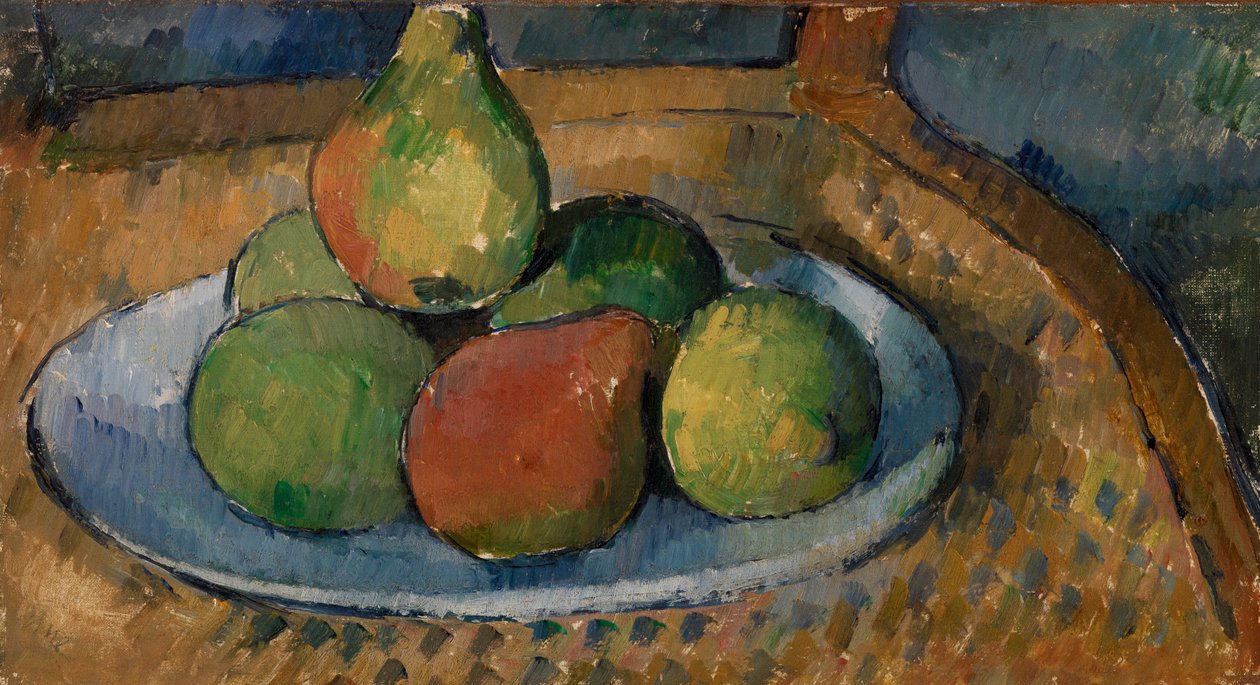 Prato de fruta numa cadeira de Paul Cézanne